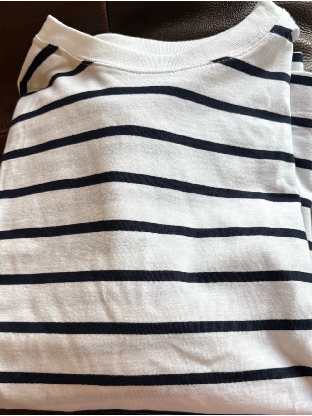 Old Navy White and Navy Striped Crew Tee